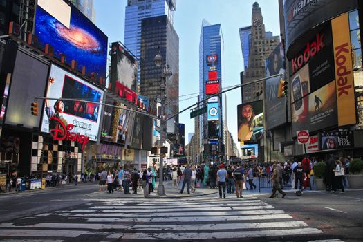 NEW YORK CITY - MAY 17: Times Square, featured with Broadway Theaters and huge number of LED signs, is a symbol of New York City and the United States, May 17, 2013 in Manhattan, New York City