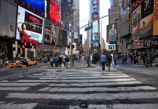 NEW YORK CITY - MAY 17: Times Square, featured with Broadway Theaters and huge number of LED signs, is a symbol of New York City and the United States, May 17, 2013 in Manhattan, New York City