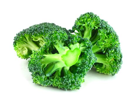 Fresh broccoli pieces isolated on white background