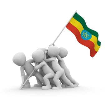 The characters want to hoist the Ethiopian flag together.