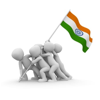 The characters want to hoist the Indian flag together.