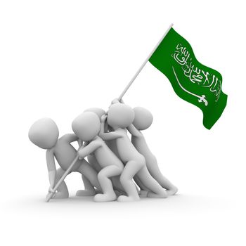 The characters want to hoist the Saudi Arabian flag together.