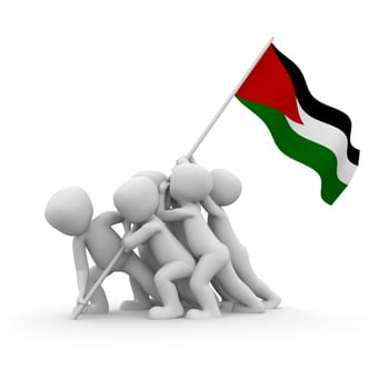 The characters want to hoist the Palestinian  flag together.