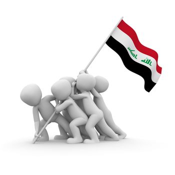 The characters want to hoist the Iraqi flag together.