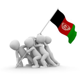 The characters want to hoist the Afghan flag together.