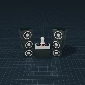 disc jockey on turntables - 3d illustration