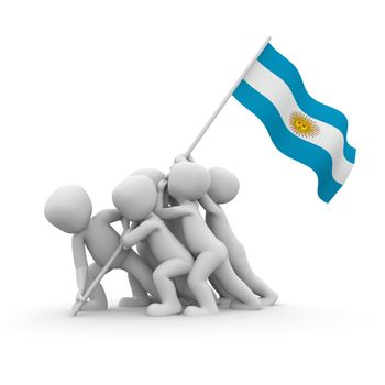The characters want to hoist the Argentinean flag together.