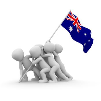 The characters want to hoist the Australian flag together.