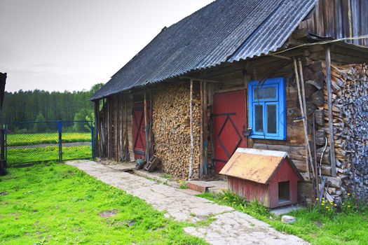 A typical village house and patio in the countryside