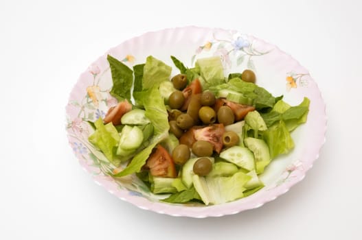 salad plate on a white background