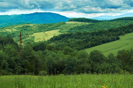 Mountain landscape of Carpathian mountains in summer