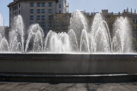 Plaza Fountain in Barcelona Spain