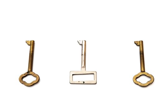 old keys on a white background