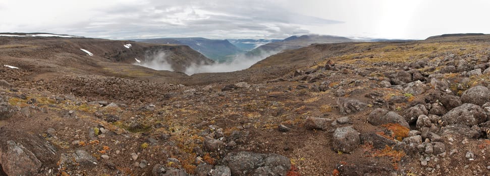 The landscape of the Western part of the plateau Putorana plateau. Taimyr Peninsula, Russia.