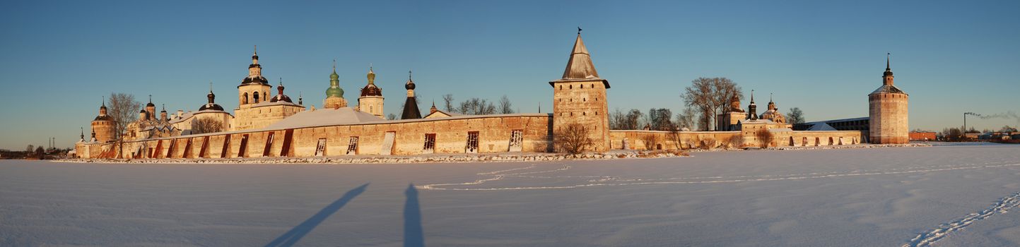 Kirillo-Belozersky monastery - the largest in Europe. Located on the shores of Siverskoye lake in the Vologda region, Russia.