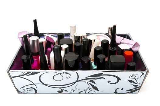 box nail paint accessories on a white background