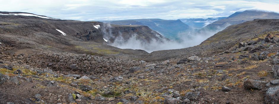 The landscape of the Western part of the plateau Putorana plateau. Taimyr Peninsula, Russia.