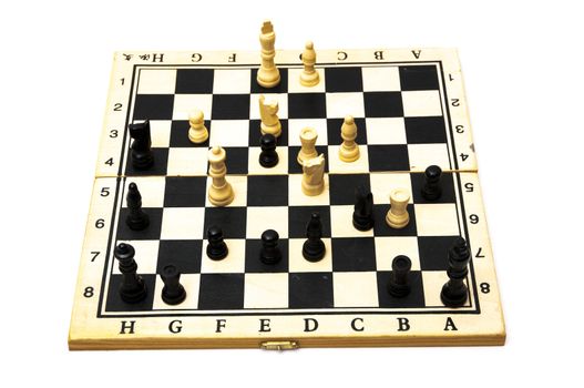 playing chess on a white background