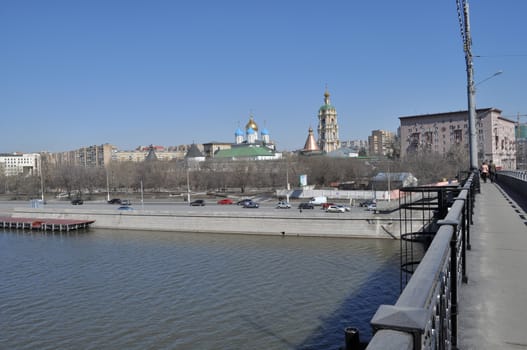 Novospassky monastery in Moscow. General view of the waterfront.