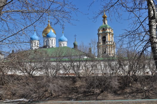 Novospassky monastery in Moscow. General view of the waterfront.