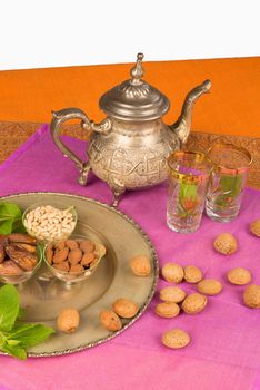 Still life with assorted ingredients used in Moroccan cuisine