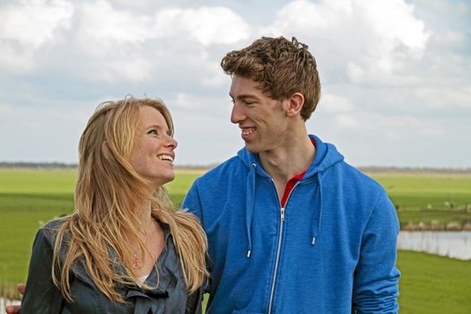 Happy couple in the countryside from the Netherlands