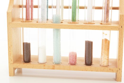 Some filled test tubes in a pharmaceutical laboratory