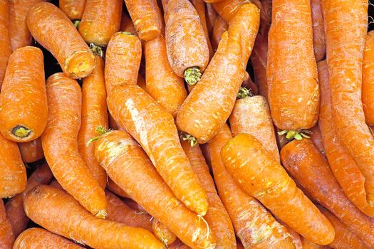 Organic carots in a market stall