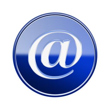 Email symbol icon glossy blue, isolated on white background