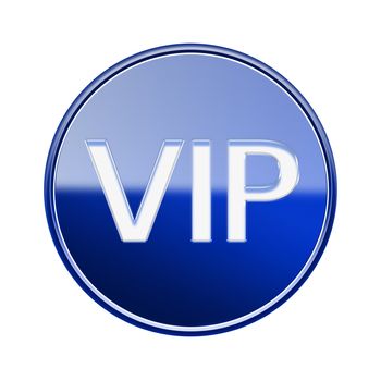 VIP icon glossy blue, isolated on white background