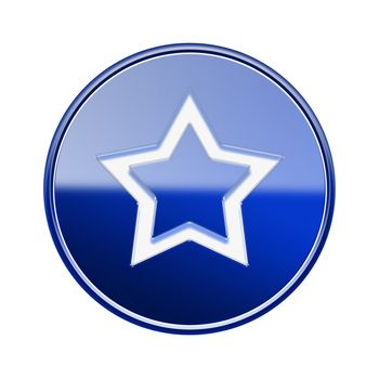 Star icon glossy blue, isolated on white background