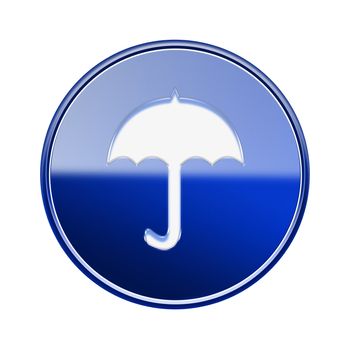 Umbrella icon glossy blue, isolated on white background