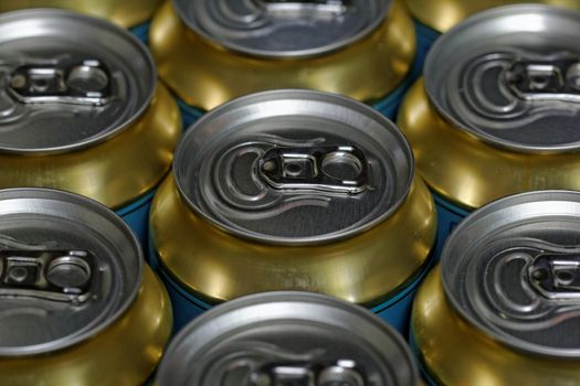 Much of drinking cans close up