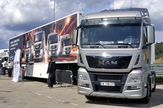 truck exposed on the circuit of the Cevennes in France at the time of the Grand Prix of France of trucks