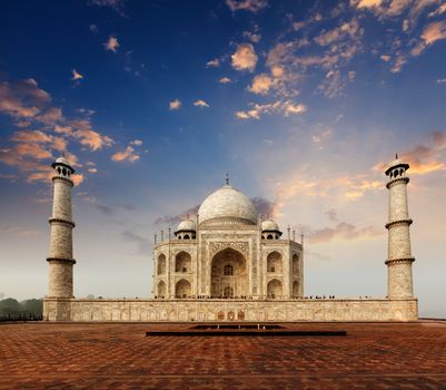 Taj Mahal. Indian Symbol - India travel background. Agra, India