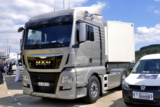 truck exposed on the circuit of the Cevennes in France at the time of the Grand Prix of France of trucks