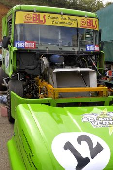 Ales - France - Grand Prix of France trucks May 25th and 26th, 2013 on the circuit of the Cevennes. workshops of mechanics for the assistance of the trucks. 