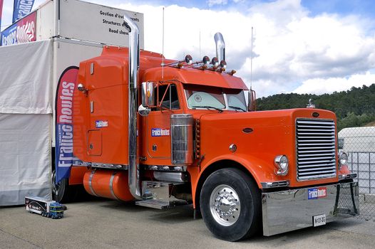 Ales - France - Grand Prix of France trucks May 25th and 26th, 2013 on the circuit of the Cevennes. trucks and stands of the competitors for the assistance and promotion. 
