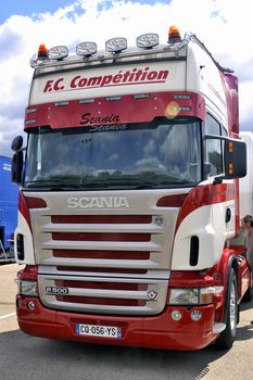 Ales - France - Grand Prix of France trucks May 25th and 26th, 2013 on the circuit of the Cevennes. trucks and stands of the competitors for the assistance and promotion. 