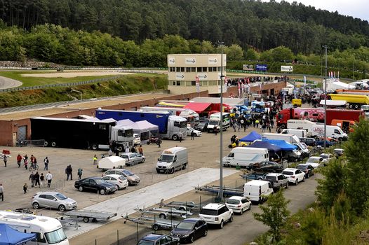Ales - France - Grand Prix of France trucks May 25th and 26th, 2013 on the circuit of the Cevennes. trucks and stands of the competitors for the assistance and promotion. 