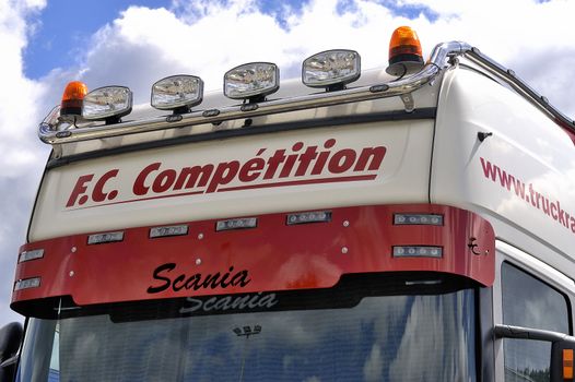 Ales - France - Grand Prix of France trucks May 25th and 26th, 2013 on the circuit of the Cevennes. trucks and stands of the competitors for the assistance and promotion. 