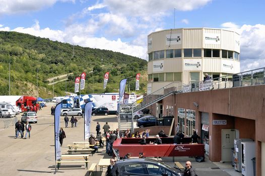 Ales - France - Grand Prix of France trucks May 25th and 26th, 2013 on the circuit of the Cevennes. trucks and stands of the competitors for the assistance and promotion. 