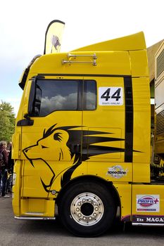 Ales - France - Grand Prix of France trucks May 25th and 26th, 2013 on the circuit of the Cevennes. trucks and stands of the competitors for the assistance and promotion. 