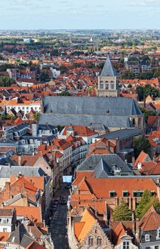 Classic view of Bruges. Belgium. Medieval fairytale city. Summer urban