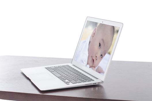 baby photo on a laptop