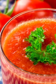 Fresh tomato juice with herbs