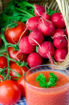 Fresh tomato juice with herbs