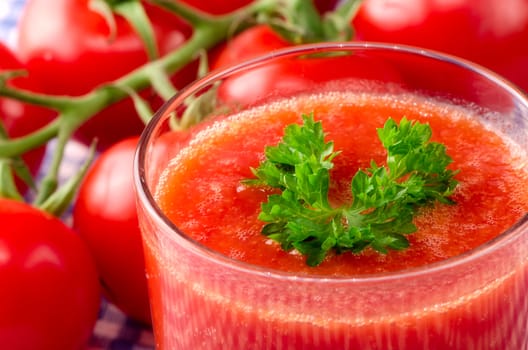 Fresh tomato juice with herbs