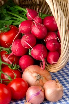 Fresh vegetables in a basket.