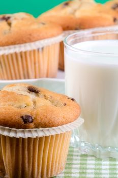 Fresh muffins on the table.